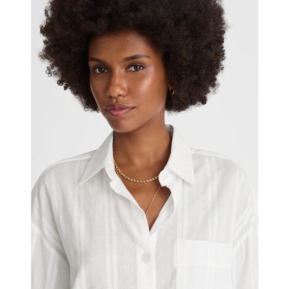 NWT Madewell Straight-Hem Shirt in Cotton Dobby White Size XXS - Picture 5 of 9